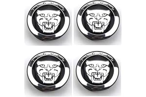 QINGxun 4 pezzi coprimozzo centrale cerchio in lega auto 58 mm per Jaguar XF XJ-6 X-Type XE S-Type F-PACE F-Type XK8 XK XKR XFR 3D polvere alluminio distintivo adesivo logo Car Styling, Black