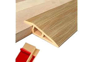 ANKEKOLYSTAR Perfil de Transición para Suelo, Perfil Transición Suelo Desnivel de, PVC Tapajuntas Suelo Adhesivo (Madera Clara, 5~10mm(H),1M(L))