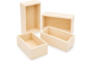 Forbabe 4 st organisatör trälåda 20 x 10 x 8 cm, liten trälåda utan lock, omålad förvaringslåda, trä för gör-det-själv, återa