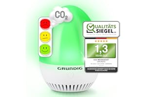 GRUNDIG CO2 Messgerät Ampel - Kalibrierungsautomatik, Akku Betrieb, Signal für Stoßlüften - mobiles hochpräzises Luftqualität Messgerät mit idealer Sichtbarkeit und einfacher Bedienung (Gerät)