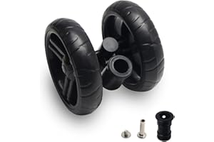 MroMax 1 set di ruote per passeggino da 130 x 33 mm, per tubi circolari da 19 mm, ruota girevole in plastica di ricambio per passeggino per animali domestici, colore nero
