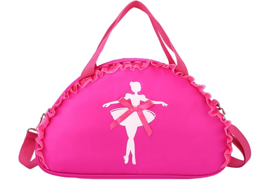 hwoehyo Ballet Dance Gymnastics Sports Tote Crossbody Shoulder Bag for Kids, Purple Polyester and Bowknot Accent