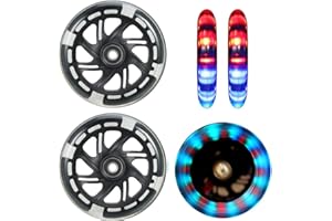 ALUSCOTA Ruote di ricambio per scooter da 120mm, 2 pezzi, con cuscinetti ABEC-9, lampeggianti a LED, per micro globber roller (BLACK)