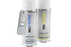 MG PRIME Peinture voiture Bombes aérosols pour Peugeot EZR Gris Aluminium Metallic/Aluminiumgrau Metallic Peinture de base vernis clair aérosol 400ml