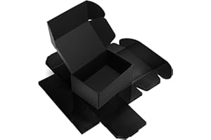 RLAVBL 6 Boîtes Emballages Cadeaux Noires 22.9x15.3x10.2cm, Boîte Noir Double Face Livré avec Autocollants de Visages Souriants