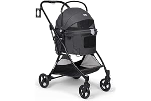 BEBEROAD Animaux Voyage Poussette, Poussette de Luxe pour Chien, Pliable Chien Chat À Quatre Roues Chariot/Landau Jogger/Poussette Buggy, pour des Animaux Jusqu’à 15 KG, 73 x 55 x 100 cm, Noir