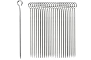 QOZJI Set 25 Spiedini in Acciaio 24.5cm, Stuzzicadenti Barbecue Lunghi, Spiedini Acciaio Inox per Barbecue,Perfetti per Panettone, Falò, Grill per Marshmallow, Cioccolato, Spuntini e Verdure