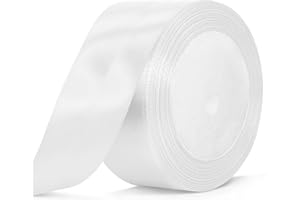 Bealif 50mm White Satin Ribbon, White Thick Solid Color Fabric Ribbons Decorative Ribbon for Gift Wrapping, Crafting, Hair Bows, Sewing Project, Wedding Floral Decoration(25 Yards)