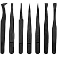 Marrywindix 7pcs Precision Anti-static Tweezers, Plastic Tweezers for Electronics Jewelry-making Repairing