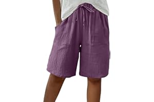 HAOLEI Bermuda Shorts for Women UK Sale Clearance Knee Length Elasticated Waist Casual Loose Wide Leg Baggy Vacation Summer Beach Shorts