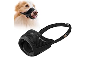 PUBIAO Maulkorb für Hunde, Maulkorb mit Klettverschluss Weich, Verhindert Beißen, Sicher Atmungsaktives Bellen und Kauen, mit Verstellbarer Schlaufe, Atmungsaktives Mesh - Schwarz, M