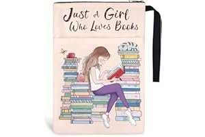 Hobbspring 1pc Book Covers for Paperbacks 34x24cm Reading Girl Books Sleeve Book Protectors with Zipper and Front Pocket Bookish Gifts for Students Teachers and Book Lovers