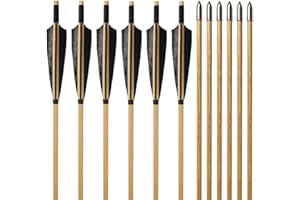 biubiusot 32 Inch Wooden Arrows Archery Traditional 12Pcs Turkey Feather Fletched Handmade Hunting Practice Targeting for Longbow Recurve Bow Traditional Horsebow