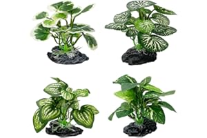 Smoothedo-Pets Aquarium Plants Fish Tank Decorations Fish Cave Plastic Artificial Plant Goldfish Waterscape Fish Hides Snake Tank/Reptiles Plants (C-4pcs-Set)