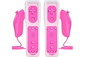 TechKen Wii Telecomando Motion Plus Remote Game Controller e Nunchuk Controller per Wii e Wii U Motion Plus Remoto Controller per Wii e Wii U con Custodia in Silicone e Cinturino da Polso