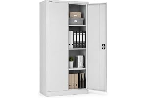 RIGID OEM Steel Office Cupboard | Professional Metal Storage Cabinet for Files, Pre Assembled | Adjustable Internal Shelves, Secure Locking System, Industrial Grade Build, Grey (39D x 85W x 180H CM)
