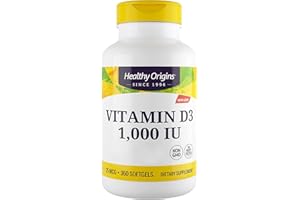 Healthy Origins, Vitamina D3, 1.000IU, 360 Capsule, Testato in Laboratorio, Altamente Dosato, Senza Soia, Senza Glutine, Non OGM