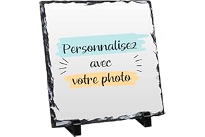 Pierre d'Ardoise Personnalisée avec Photo et Texte (15x15)