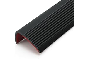 TAAIZAU 10 Meter Stair Anti Slip Nosing, Self-Adhesive Vinyl Edging Strip, Flexible PVC Rubber Treads Edge Trim (10m x 25mm, Black)
