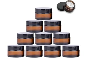 SuQurtom 10 Stück 5ml Amber Kosmetisches Glas, Glas Cremedose, Nachfüllbare Behälter Braunen Glasbehälter für Kosmetik Cremes Lotionen ätherische Öle