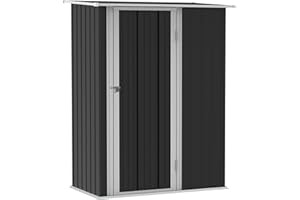 Outsunny Caseta de Jardín 1,07 m² 142x84x189 cm Cobertizo Exterior Metálico con Puerta Cerradura y Orificios de Drenaje para Almacenamiento de Herramientas Gris