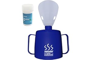 KUNWELY Medisure Steam Inhaler Cup with Menthol Crystals (5g), Steam Inhaler for Colds, Coughs, Flu and Blocked Nose Relief - Suitable for Adult and Kids