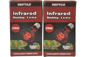 Lucky Herp Rettile Infrarossi Basking Lampadina Calore Lampadina, Confezione da 2, E27, Filettatura a vite (25 Watt)