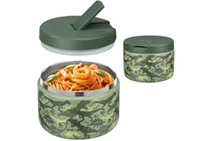 LOGEEYAR Termo para Comida 350ml, Taza Aislada de Acero Inoxidable con Cubrehebillas & Cuello Ancho, Recipiente Térmico Apto para Alimentos Fríos y Calientes Verde-KL