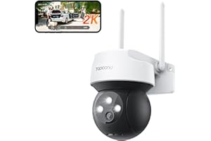 Topcony 2K 360° Security Camera Outdoor, PTZ Home Wi-Fi Wireless Auto Track AI Motion Detection, CCTV Camera Systems Color Night Vision, Siren Light, 2-Way Audio, SD/Cloud, Work with Alexa/Smartwatch