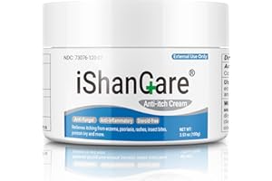ISHANCARE Anti Itch Cream Extra Strength, Oatmeal Soothing Skin Itch Relief Ointment for Rash, Dermatitis, Eczema, Psoriasis, Hives, Sun, Bug&Mosquito Bites, Poison Ivy, Large Can 3.5 oz