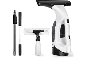 TIAZHAN Window Vac Cordless Telescopic Window Cleaner Handheld Window Hoover Rechargeable Window Cleaning Kit with 150ml Dirty Water Tank for Car Windows Tiles Mirrors Glass