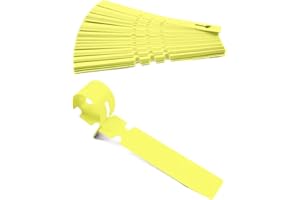 HomeTools.eu® Lot de 100 Rubans d'inscription, Plantes Arbres | Plastique 21 x 2 cm, résistant aux intempéries avec Boucle de Fixation, Jaune