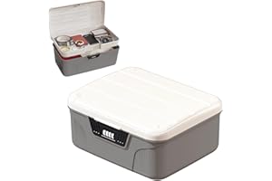 CHIZIYIXIN 2 Layer Medicine Storage Box,Lockable Medicine Box with Code,Removable Tray,First Aid Emergency Combination Lock Container Medical Storage Organiser Bins for Home Office School Cabinet (Grey)