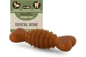 Nosli Natural Toys Dental Bone gumowa kość do żucia dla psów • z naturalnego kauczuku bez barwników • zabawka dla psa • zabawka dla psa z wypustkami • kość dla psa, naturalna guma (L)