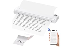 SKJJL Imprimante Thermique A4, Imprimante Portable A4 compatible Android, iOS, Imprimante Sans Encre A4 Prend en Charge Papier Thermique A4 210x297mm, Imprimante Bluetooth, Mini Imprimante Portable A4