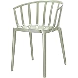 Kartell 5806 Sedia Venice, Policarbonato colorato in Massa o Verniciato con Trattamento Soft Touch, Verde Salvia, 51x75x51 cm
