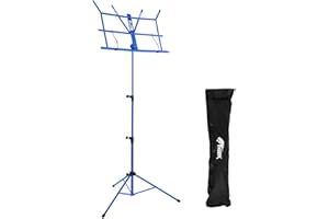 TIGER łatwy składany stojak na nuty z torbą - przenośny składany stojak muzyczny w kolorze niebieskim