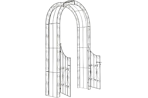 CLP Arche de Jardin avec Portillon Sina- Arceau de Jardin Romantique en Fer Forgé - Support pour Plantes Grimpantes avec Porte Style Shabby-Chic, Couleur:Bronze