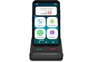 SPC Zeus 2 + Carcasa | Smartphone para Mayores Compatible con App para Control y ubicación remota | Modo fácil, Botones físicos, Iconos XXL | Pantalla 5”, Dos cámaras, 64GB | Base de Carga, Botón SOS