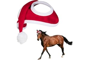 MFUOE Christmas Horse Hat Horse Equestrian Holiday Red Cap Novelty Cute Santa Hats with Bobble for Pet Costumes Holiday Party Ornaments
