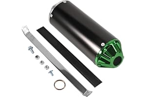 Trkimal Motorrad Auspuff Schalldämpfer 28mm Universal Motorrad Edelstahl Schalldämpfer Hinten Auspuffrohr mit Klemmdichtung für 50cc 70cc 90cc 110cc 125cc ATV Dirt Pit Quad Bike Motocross (Grün)
