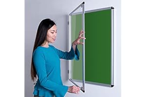 WONDERWALL PRODUCTS LTD Wonderwall Tamperproof Lockable Noticeboard 120 X 90 cm with 2 Matching Safety Locks & Keys |- 12 Colours to Choose from Including (Green) - for Office,School, Reception