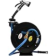 Zephyr Auto Retractable Heavy Duty Hose Reel 13mm/ 1/2" with Rubber Hose, 9 Mode Spray Nozzle - Black |15 mtr