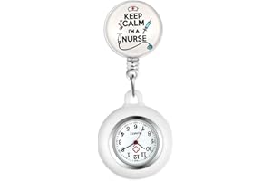 Silverora Krankenschwester Uhr einziehbare Clip-on Taschenuhr mit Stethoskop-Revers Fob Taschenuhr Arzt Schwesternuhr Silikonhülle für Damen und Herren
