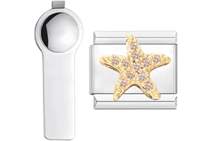 VLYX Personalized Golden Mini Creature Theme Charm, with Installation Tool, Stainless Steel 9mm Italian Link Charm