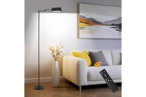 AMANLIFE lampadaire sur pied salon, lampadaire LED 170CM à intensité variable, Lampe de lecture tout métal 15W 1500LM, lampe salon sol adaptée au travail, à la et aux loisirs(avec télécommande - prise UE)