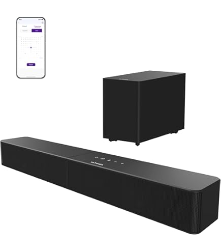 Majority Bowfell Axis Barre de Son TV | 140W Dolby Audio Home Cinema Enceinte TV | Barres de Son PC Bluetooth 5.3 | 2.1 Soundbar Caisson de Basse Home Cinéma avec HDMI