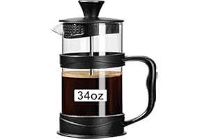 ‎PARACITY ParaCity French Press Kaffeebereiter, Kaffeepresse aus Edelstahlfilter und hitzebeständigem Glas, Kaltbrüh-Kaffeemaschine, gut als Geschenk für Reisen und Zuhause (1000 ML)