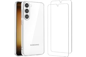 NEW'C Funda para Samsung Galaxy S23 Carcasa Silicona Transparente Alta y 2X Protector de Pantalla para Samsung Galaxy S23 Cristal Templado