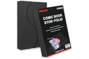 Prilino 2-Pack Black Comic Book Stor-Folio - Storage Box for Current and Silver Age Comics, Portable Folio With Strong Magnetic Closure, Ideal for Conventions